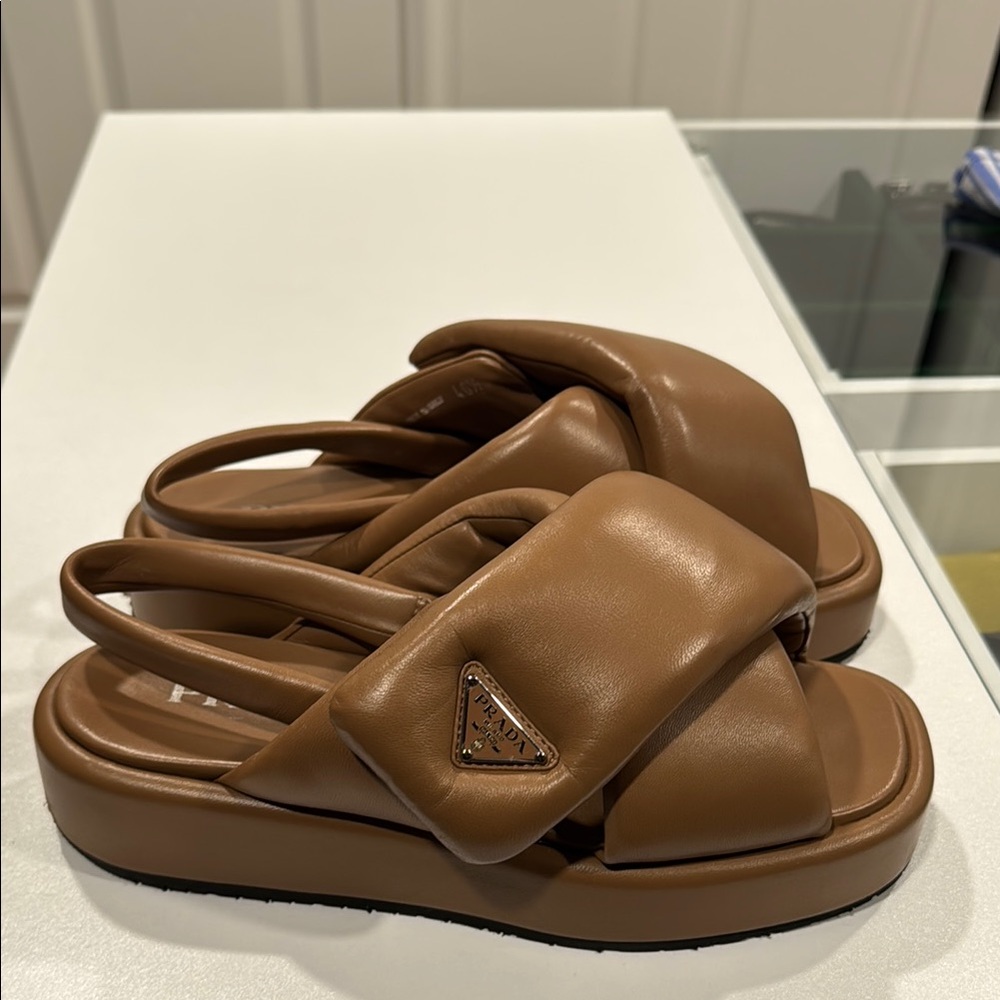 Prada Brown Modern Platform Sandals